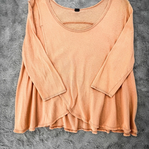 Free People We The Free Cotton Knit Bonsai Tee Raw Hem Large Natural Fiber - Picture 3 of 8